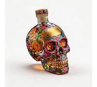 anwhriet Decanter a forma di teschio gotico, decanter in vetro dipinto floreale, dispenser per whisky da 350 ml, accessorio vintage per bicchieri da vino, per bar, decorazione per feste del giorno dei