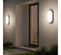 ANWIO Applique da Esterno Bianco, Luci da Esterno 14w, 1400lm, Luce Bianca Naturale 4000k, IP54, Lampada da Parete Ovale, Plafoniera LED Parete per Balcone, Scale, Corridoio, Garage, bagno, 2 Unità