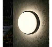 ANWIO Applique da Esterno Nero, Luci da Esterno 14w, 1400lm, Luce Bianca Naturale 4000k, IP54, Lampada da Parete Circolare, Plafoniera LED Parete per Balcone, Scale, Corridoio, Garage, bagno, 1 Unità
