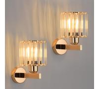 ANWIO Applique da Parete Oro In Cristallo, Applique Moderna Con Base E27, Plafoniere da Parete in CristalloInterno, Lampada da Muro per Camera da Letto, Cucina, 2 Unità (Lampadine Escluse)