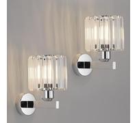 ANWIO Applique Parete Interno In Cristallo, Applique In Cristallo Con Argento Base E27, Lampada da Muro Moderna, Plafoniere da Parete per Camera da Letto, Cucina, 2 Unità (Lampadine Escluse)