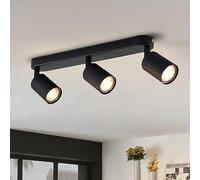 ANWIO Faretti da Soffitto Orientabili Base Rettangolare,Faretti da Muro,Lampadario Nero con 3 Faretti LED GU10,Applique da Parete,Plafoniera Vintage per Negozio,Vetrina,Bar,Soggiorno,Lampadine Escluse