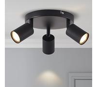 ANWIO Faretti da Soffitto Orientabili Base Rotonda,Plafoniera Parete,Lampadario Vintage Nero con 3 Faretti LED GU10,Lampada da Soffitto per Negozio,Vetrina,Soggiorno,(Lampadine Escluse) EUS-EA190811