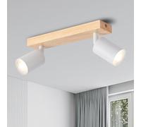 ANWIO Faretti da Soffitto Orientabili,Faretti da Muro,Lampada Soffitto con 2 Lampadine LED GU10,Applique,Plafoniera,Base di Legno,Lampadario Adatto per Negozio,Bar,Vetrina,Cucina (Lampadine Escluse)
