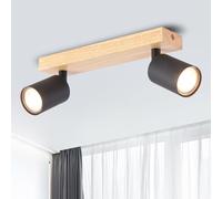 ANWIO Faretti da Soffitto Orientabili,Faretti da Muro,Lampada Soffitto con 2 Lampadine LED GU10,Applique,Lampadario,Base di Legno,Plafoniera per Negozio,Bar,Vetrina,Cucina (Lampadine Escluse) EUS-EA