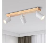 ANWIO Faretti da Soffitto Orientabili,Faretti da Muro,Lampada Soffitto con 3 Lampadine LED GU10,Applique da Parete,Lampadario,Base di Legno,Adatto per Negozio,Bar,Vetrina,Cucina (Lampadine Escluse)
