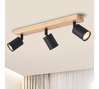 ANWIO Faretti da Soffitto Orientabili,Faretti da Muro,Lampada Soffitto con 3 Lampadine LED GU10 di Vetro,Applique da Parete,Base di Legno,Plafoniera per Negozio,Bar,Vetrina,Cucina (Lampadine Incluse)