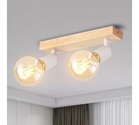 ANWIO Faretti da Soffitto Orientabili,Faretti da Muro,Lampadario con 2 Lampadine LED Attacco E27,Applique da Parete,Base di Legno,Plafoniera per Negozio, Bar,Vetrina,Cucina (Lampadine Escluse)