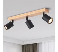 ANWIO Faretti da Soffitto Orientabili,Faretti da Muro,Lampadario con 3 Lampadine LED GU10,Applique da Parete,Base di Legno,Plafoniera Adatta (Lampadine Escluse) EUS-EA190812-10-03RB-1U