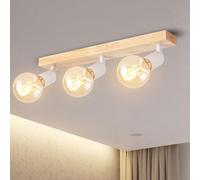 ANWIO Faretti da Soffitto Orientabili,Faretti da Muro,Plafoniera Soffitto con 3 Lampadine LED Attacco E27,Applique da Parete,Base di Legno,Lampadario per Negozio,Cucina (Lampadine Escluse) EUC-EA1908
