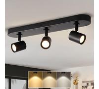 ANWIO Faretti da Soffitto Orientabili Rettanolare,Faretti da Parete Muro con 3 Faretti,Lampada da Soffitto,Lampadario Vintage per Negozio,Bar,Vetrina,Cucina,Soggiorno,Lampadine Incluse(EUCS-LG11A)
