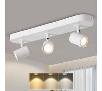 ANWIO Faretti da Soffitto Orientabili Rettanolare,Plafoniera Bianca con 3 Faretti,Applique da Muro,Faretti da Muro,Lampadario per Negozio,Bar,Vetrina,Cucina,Soggiorno,Lampadine Incluse(EUCS-LG11A)