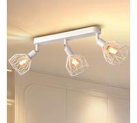 ANWIO Faretti da Soffitto Regolabili Base Rettagolare,Faretti da Parete con 3 Lampadine LED Attacco E14,Lampadario Vintage,Plafoniera per Negozio,Camera da Letto,Soggiorno,Lampadine Escluse EUC-EA1908