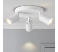ANWIO Faretti da Soffitto Regolabili Base Rotonda,Faretti da Muro,Lampadario Vintage Bianco con 3 Faretti LED GU10,Lampada da Soffitto,Plafoniera per Negozio,Vetrina(Lampadine Escluse) EUS-EA190811