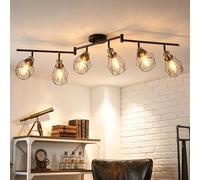 ANWIO Faretti led E27, Faretti Soffitto Neri Orientabili, Lampadario 6 Faretto LED, Plafoniera Industriale, Illuminazione a Binario per Barra,Salotto,Cameretta,Cucina, Corridoio (Senza Lampadina)