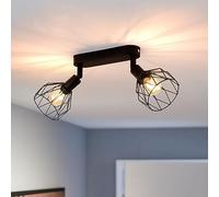 ANWIO Faretti LED Soffitto Regolabili Base Rettangolare,Faretti da Muro con 2 Lampadine LED Attacco E14,Lampadario Vintage Lampada da Soffitto per Negozio,Bar,Cucina,Soggiorno,Lampadine Escluse EUC-EA