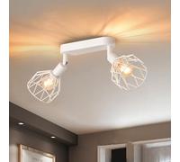 ANWIO Faretti LED Soffitto Regolabili Base Rettangolare,Faretti da Muro con 2 Lampadine LED Attacco E14,Applique da Muro,Plafoniera,Lampadario per Camera da Letto,Soggiorno,Lampadine Escluse EUC-EA