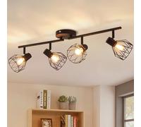 ANWIO Faretti LED Soffitto Regolabili Base Rettangolare,Faretti da Muro con 6 Lampadine LED Attacco E14,Lampadario Vintage Lampada da Soffitto per Negozio,Bar,Cucina,Soggiorno,Lampadine Escluse EUC-EA