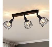 ANWIO Faretti LED Soffitto Regolabili Base Rettangolare,Faretti da Parete con 3 Lampadine LED Attacco E14,Plafoniera Parete,Lampadario Vintage per Negozio,Bar,Cucina,Soggiorno,Lampadine Escluse EUC-EA