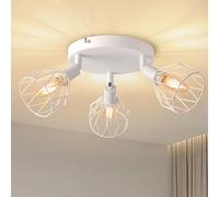 ANWIO Faretti LED Soffitto Regolabili Base Rotonda,Lampadario Vintage con 3 Lampadine LED Attacco E14,Plafoniera,Faretti da Parete per Negozio,Cucina,Camera da Letto,Soggiorno,Lampadine Escluse EUC-EA