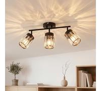 ANWIO Faretto da Soffitto LED 3 Luci,Lampadari di Cristallo a Soffitto,Lampada Vintage Industriale E14-Lampada da Soffitto con Paralume in Vetro Per Soggiorno, Cucina, Corridoio-Senza Lampadina