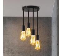 ANWIO Lampada a Sospensione, Lampadari Moderni con 4 Lampadine LED Attacco E27, Lampadari da Cucina Nero, Lampadario Sospensione per Camera da Letto,Soggiorno(Lampadine Escluse) EUC-EA