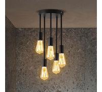 ANWIO Lampada a Sospensione, Lampadari Moderni con 5 Lampadine LED Attacco E27, Lampadari da Cucina Nero, Lampadario Sospensione per Camera da Letto,Soggiorno(Lampadine Escluse) EUC-EA