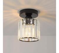 ANWIO Lampada da Soffitto Cristallo Nero, Plafoniera in Cristallo Corridoio E27, Lampadari Moderni con Paralume in Vetro, Plafoniera a Soffitto per Bagno Piccolo, 13.5CM(Lampadine Escluse) Kitchen