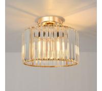 ANWIO Lampadario Cristallo Moderno E27, Plafoniera Camera da Letto Oro 1 Luce, Lampadario Soggiorno in Vetro, Plafoniera da Soffitto in Cristallo per Cucina, 26.5 CM (Senza Lampadine) Kitchen