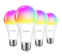ANWIO Lampadina Alexa, Lampadina Smart, 12W Equivalenti a 100W, 1521Lm,Lampada Smart Wifi E27 con Telecomando Compatibile con Alexa, Echo and Google Assistant, RGB Intelligente Dimmerabile,4 Pcs