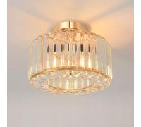 ANWIO Plafoniera Cristallo Oro, Lampadari Camera da Letto E27 con 1 Luce,Plafoniera Soffitto Cucina Moderno, Lampadario Cristallo Sala da Pranzo con Paralume in Vetro, 26.5 CM (Senza Lampadine)Kitchen