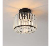 ANWIO Plafoniere da Soffitto Cristallo Nero, Lampadari Cristallo E27 con 1 Luce, Plafoniera con Cristalli Moderno, Lampadario con Paralume in Vetro Per Camere da Letto, 21.5CM (Senza Lampadine)Kitchen