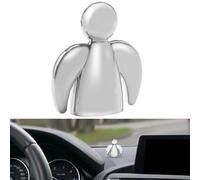 Anwlki Angelo custode per auto, magneti, ornamenti portafortuna, regalo per automobilista, santo patrono con magnete e 3 adesivi su entrambi i lati, 1 pezzo di ferro (argento chiaro)