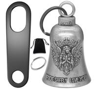 Anwlki Campanello da motociclista Guardian Fortuna Campanelle da motociclista Gremlin con 2 Portachiavi Accessori per Campanello per Motocicletta, Argento Antico, Medium