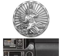 Anwlki Placche per auto di San Cristoforo Ø 3,4 cm, medaglia di San Cristoforo proteggiamoci con magnete e 3 adesivi su entrambi i lati, 1 pezzo di ferro (argento antico)