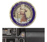 Anwlki Placche per auto di San Cristoforo Ø 4 cm, medaglia di San Cristoforo proteggete noi vieni a casa, regalo con 1 magnete in ferro e 3 adesivi biadesivi (colorati)