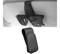 Anwlki Porta occhiali da sole per visiera auto, supporto magnetico in pelle per occhiali, clip per visiera, clip per stanghette occhiali biglietti carte (nero comune)