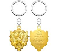 Anwlki Portachiavi angelo custode con ciondolo a forma di angelo custode, per auto, per moto, automobilisti, santo patrono, gold, M