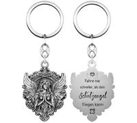 Anwlki Portachiavi angelo custode con ciondolo a forma di angelo custode, per auto, per moto, automobilisti, santo patrono, Vecchio argento, M