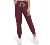 Anwrtuk Pantaloni medici da donna, pantaloni da lavoro medico con vestibilità slim a vita media, tasche multiuso e tessuto traspirante, Rosso bordeaux., XS