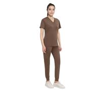 Anwrtuk Scrubs - Set da Donna, Divisa Medica, Elasticizzata, con Scollo a V, con Scollo a V, con Cintura, caffè Marrone, M