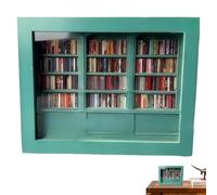 Anxieties Libreria in legno in miniatura, libreria in miniatura per scuotere le ansie, decorazione per libreria, piccola biblioteca in legno, libreria creativa natalizia decorativa in miniatura