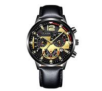 Anxiety Orologio da polso analogico da uomo, cassa in acciaio e pelle, al quarzo, E, misura unica