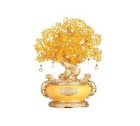 anxinda Statua, Cristallo Albero dei Soldi citrino Feng Shui Bonsai - Pietra preziosa di Cristallo for buona Fortuna e bilanciamento Reiki a casa/Ufficio, per la casa(L)