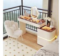 AnYaBinni Postazione Trucco con Luci Specchio, 3 Modalità Colore e Luminosità Regolabile, Tavolo con 4 Cassetti, Finitura Vellutata per Camera da Letto, 80 CM