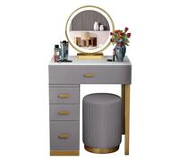 AnYaBinni Postazione Trucco con Specchio, 3 Luci Colori e Luminosità Regolabile, Toeletta Trucco con 4 Cassett, Sgabello per Ragazza