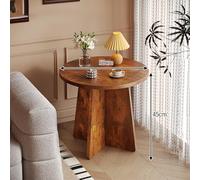 AnYaBinni Tavolini da Caffè Rotondi, Tavolino da Caffè in Legno Boho con Base in Legno Massello, Tavolino da Soggiorno Moderno Stile per Camera da Letto, Balcone, Ufficio, L: 40/50/60 CM