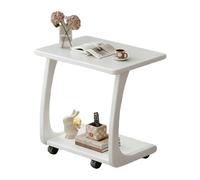 AnYaBinni Tavolino con Rotelle a 360°, Tavolini a Forma Di C, Tavolini in Legno Massello Laterale da Divano per Soggiorno, Camera da Letto, 80 * 46 * 63 CM