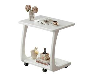 AnYaBinni Tavolino con Rotelle a 360°, Tavolini a Forma Di C, Tavolini in Legno Massello Laterale da Divano per Soggiorno, Camera da Letto, 80 * 46 * 63 CM