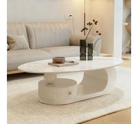 AnYaBinni Tavolino da Caffè con Vani Portaoggetti e Cassetti, Tavolino Ovale a Doppio Strato, Telaio in Metallo per Soggiorno e Camera da Letto, Moderno Stile